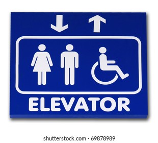 Toilet sign and arrow in isolated