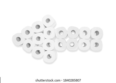 Toilet Tissue. Loo Rolls. Bog Rolls Stacked Toilet Rolls. Toilet Paper Piled High. Supermarket Arrow Pointer Design Arranged Lavatory Paper. Hygiene Sanitary Paper Products Clipping Path Included JPEG