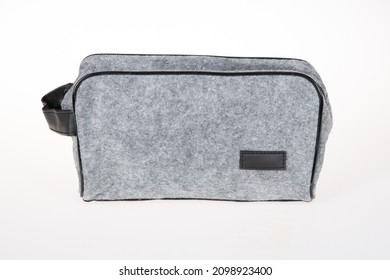 Toiletry Bag Grey Canvas Clutch For Cosmetic Mock Up 