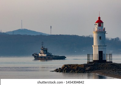 Tokarevsky Lighthouse In Vladivostok In The Fog