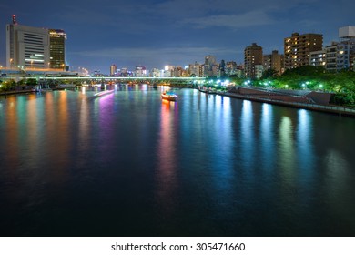 Tokyo Asakusa night view (The view from a Sumida River)