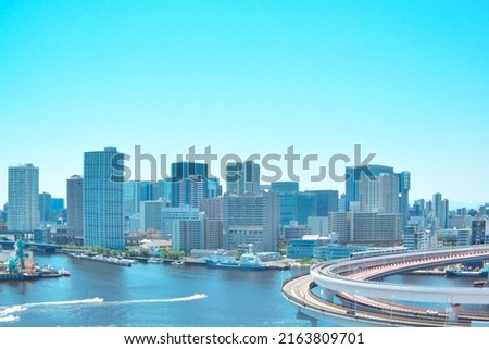 Tokyo Bay and coastal buildings and industrial areas