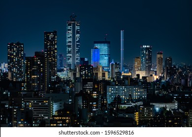 Tokyo City Buildings Night View And Sky