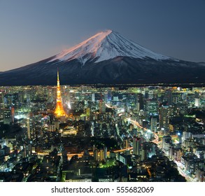 Tokyo City With Mount Fuji In The Background, Japan