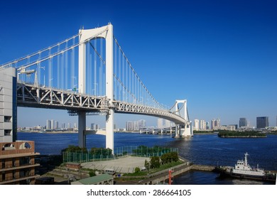 Tokyo City - Rainbow Bridge At Sunny Day