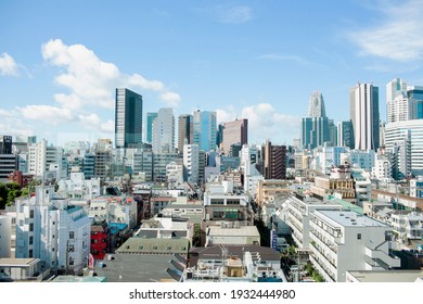 Tokyo City Top View Early Summer Blue Sky.  Japan - July 2018