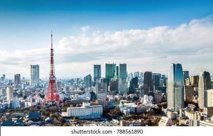 Tokyo City View With Tokyo Tower, Landmark Of Japan