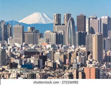 Tokyo cityscape and Mountain fuji in Japan