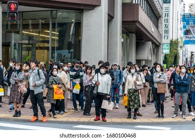 Tokyo, Japan - 03.14.2020 - Japanese People Wearing Protective Masks, Coronavirus Pandemia