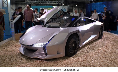 TOKYO, JAPAN - 1 NOVEMBER 2019 : Nano Cellulose Vehicle Project “Futuristic Car Made From Wood” At TOKYO MOTOR SHOW 2019 Exhibition. Cellulose Nano Fiber Is Used For This Vehicle.