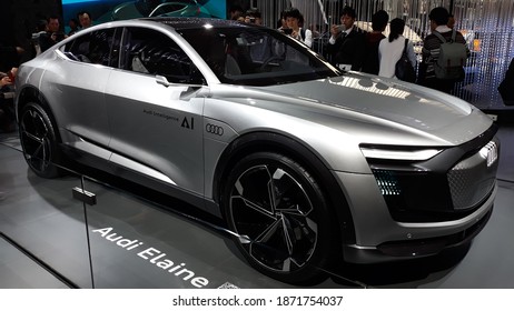 Tokyo, Japan - 10 31 2017: Audi Elaine Concept At The Tokyo Motor Show