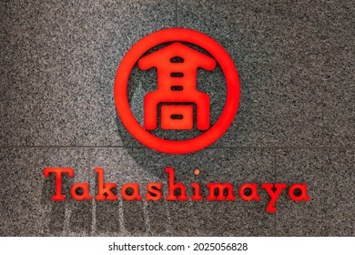 TOKYO, JAPAN - 14 August 2021：Takashimaya Sign