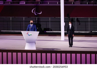 Tokyo, Japan. 2021 August 25th. Opening Ceremony Of The Paralympic Games Tokyo 2020. Andrew Parson And Seiko Hashimoto Speech.