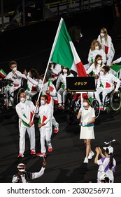 Tokyo, Japan. 2021 August 25th. Opening ceremony of the Paralympic Games Tokyo 2020. Italy, Bebe Vio and Federico Morlacchi