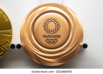 TOKYO, JAPAN - 25 July 2021：Tokyo Olympic Bronze Medal