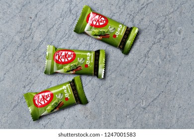 TOKYO, JAPAN - 30 NOVEMBER 2018: Wasabi flavored Kit Kats in Japan. Kit Kat is Japan's top selling confectionary, with more than 300 limited-edition flavors produced since 2000. Editorial.
 - Shutterstock ID 1247001583