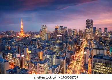 Tokyo, Japan. Aerial cityscape image of Tokyo, Japan during sunset.