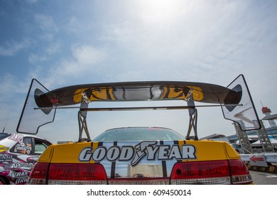 Tokyo, Japan - April 18, 2015: Close Up Of A Japanese Drift Car At The Round 1 Of D1 Grand Prix At  At Odaiba Special Course.