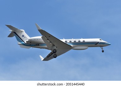 Tokyo, Japan - August 11, 2021:Japan Coast Guard (JCG) Gulfstream Aerospace Gulfstream V (JA500A) Business Jet.