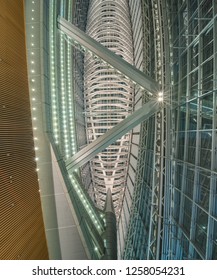 TOKYO, JAPAN - August 16 2018: Inside View Of Tokyo International Forum Built In 1996 By Uruguayan Architect Rafael Viñoly Near Yurakucho Station.