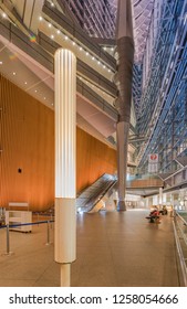 TOKYO, JAPAN - August 16 2018: Inside View Of Tokyo International Forum Built In 1996 By Uruguayan Architect Rafael Viñoly Near Yurakucho Station.