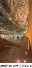 TOKYO, JAPAN - August 16 2018: Inside View Of Tokyo International Forum Built In 1996 By Uruguayan Architect Rafael Viñoly Near Yurakucho Station. 