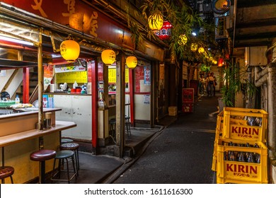 Tokyo, Japan, August 2019 – View Of Omoide Yokocho (or Piss Alley), A Small Network Of Alleyways Along The Tracks Of Shinjuku Station Filled With Bar, Pubs And Restaurants