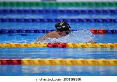 TOKYO, JAPAN - AUGUST 26: Verena Schott from Germanycompetes in the Women's 200m Individual Medley - SM6 final on day 2 of the Tokyo 2020 Paralympic Games at the Tokyo Aquatics Center.