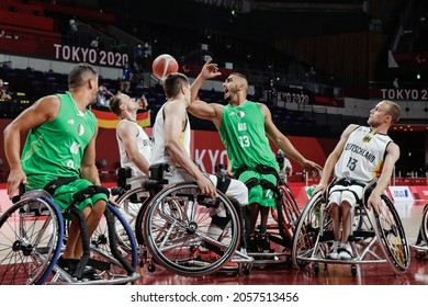 Tokyo, Japan, August 29th 2021, Tokyo 2020 Paralympic games, Men's wheelchair basketball. Germany VS Algeria. 8 BIENEK Andre, 13 BOEHME Thomas, 14 HALOUSKI Aliaksandr, 9 GUEDOUN Nabil, 13 ZIDI Omar