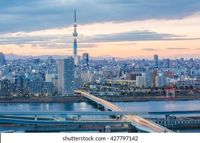 Tokyo, Japan city skyline.