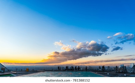 Tokyo, Japan - Dec 6, 2017: Helipad On Roof Of The Mori Building At Roppongi Hill, Tokyo, Japan.