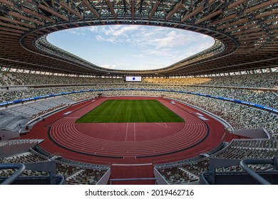 Tokyo, Japan, December 16, 2019, National Stadium open to the world for 2020 Tokyo Olympic Games, but the game was postponed to 2021 because of Covid-19.