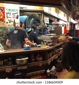 TOKYO, JAPAN- DECEMBER 20, 2014: Interior Bar Design And Counter Decoration Of Kyushu Jangara Ramen, Local Japanese Noodle In AKIHABARA Area