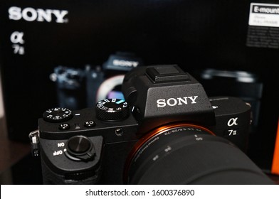 Tokyo, Japan - December 28, 2019: Photo Of Sony Alpha 7 Mirrorless Interchangeable Lens Camera.