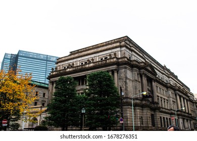 Tokyo Japan - December 6, 2019 : View From The Opposite Side Of Bank Of  Japan Headquarter's Office Building.