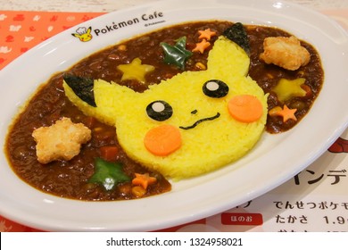 TOKYO JAPAN - February 14, 2019: The  Pikachu Curry Rice Set In Pokemon Cafe In Nihombashi Branch At Tokyo Japan.