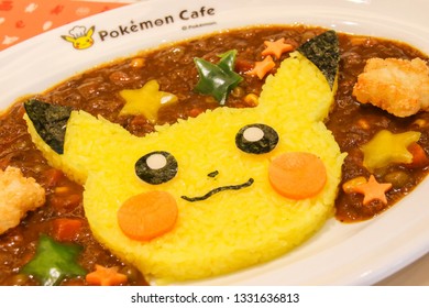 TOKYO JAPAN - February 14, 2019: The  Pikachu Curry Rice Set In Pokemon Cafe In Nihombashi Branch At Tokyo Japan.