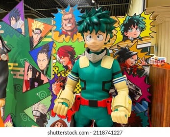 Tokyo, Japan - February 5, 2022: Midoriya Izuku Deku Figure From Anime And Manga My Hero Academia In Jump Shop