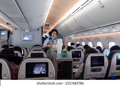 Boeing 787 Dreamliner Interior Images Stock Photos
