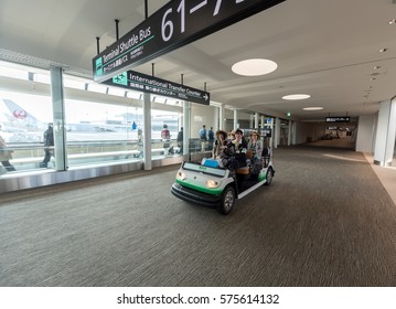 TOKYO, JAPAN - JANUARY 30, 2017: Tokyo Narita Airport Interior With Buggy.