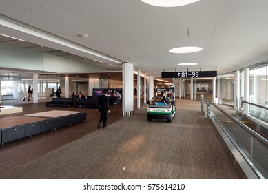 TOKYO, JAPAN - JANUARY 30, 2017: Tokyo Narita Airport Interior With Buggy For Disable People.