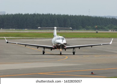 Tokyo, Japan - July 18, 2011:United States Air Force Pilatus PC-12/45 (N415PB) ISR (Intelligence, surveillance, and reconnaissance) aircraft.