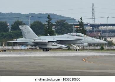 Tokyo, Japan - July 22, 2018:United States Navy Boeing EA-18G Growler Electronic Warfare Aircraft From VAQ-138 'Yellow Jackets'.