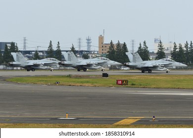 Tokyo, Japan - July 22, 2018:United States Navy Boeing EA-18G Growler Electronic Warfare Aircraft From VAQ-138 'Yellow Jackets'.