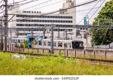 Tokyo, Japan - June 1, 2019: Subway Trains In The Nakameguro Area Of Shibuya. The Area Is Known For Its Shopping And Dining And Is Only One Stop From Shibuya Proper.