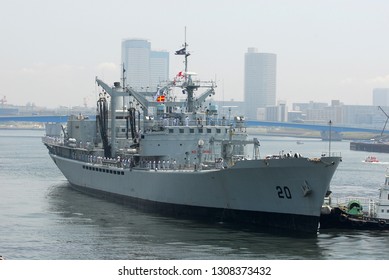 Tokyo, Japan - June 12, 2007:Pakistan Navy PNS Moawin (A20), Poolster-class Replenishment Oiler.