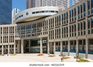 TOKYO, JAPAN - JUNE 3: Fragment Of The Tokyo Metropolitan Assembly Building, The Part Of Government Buildings Complex Designed By Kenzo Tange In Tokyo, Japan On June 3, 2016.