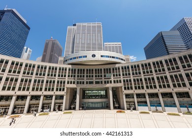 TOKYO, JAPAN - JUNE 3: General View Of The Tokyo Metropolitan Assembly Building, The Part Of Government Buildings Complex, Designed By Kenzo Tange In Tokyo, Japan On June 3, 2016.