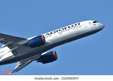 Tokyo, Japan - March 05, 2022:Aeroflot Airbus A350-900 (VQ-BFY) Passenger Plane.