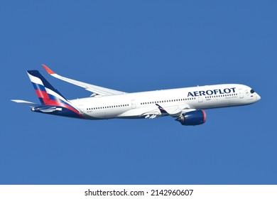 Tokyo, Japan - March 05, 2022:Aeroflot Airbus A350-900 (VQ-BFY) Passenger Plane.